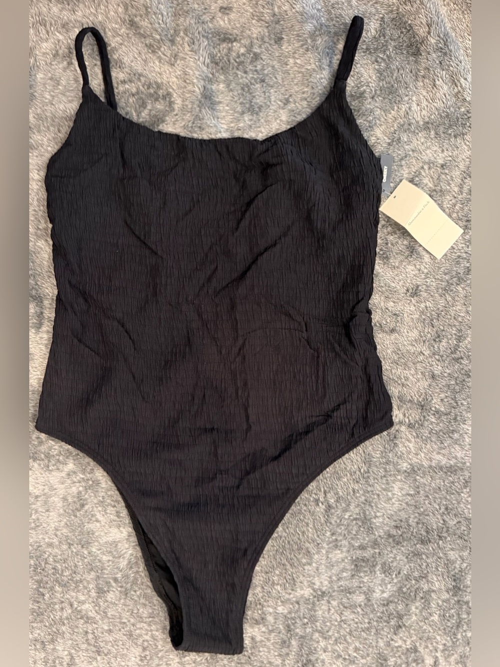 Abercrombie & Fitch Black Textured One-Piece Swimsuit